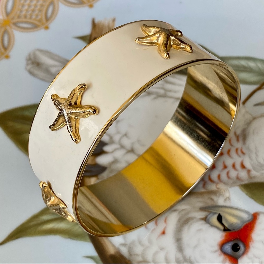 Set (4) > 3 J.Crew Enamel Bangles + 1 Unbranded Starfish Enamel Gold Trim Bangle - Picture 12 of 14